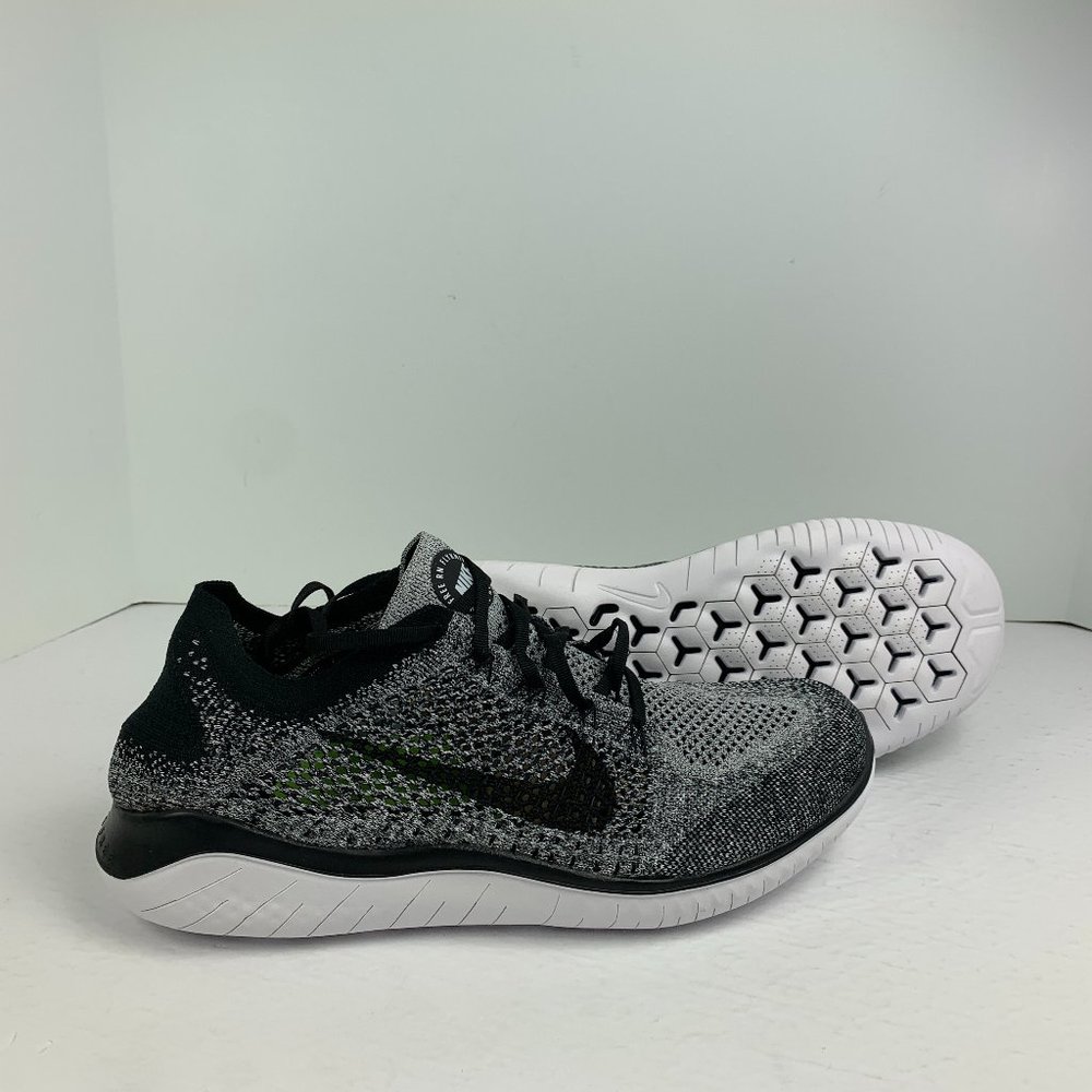 NEW Nike Free RN Flyknit Men's Running Shoes Oreo Black White 942838-101 10, 12